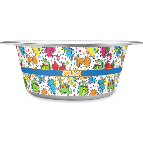 Custom Dinosaur Print Stainless Steel Dog Bowl - Small (Personalized)