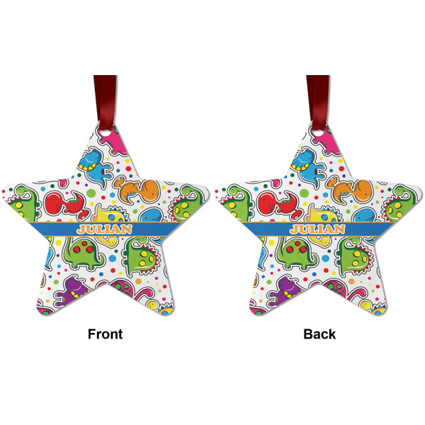 Dinosaur Print Metal Star Ornament - Front and Back