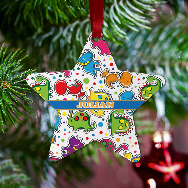Dinosaur Print Metal Star Ornament - Lifestyle