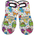 Dinosaur Print Neoprene Oven Mitts - Set of 2 w/ Name or Text