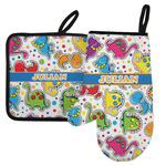 Dinosaur Print Left Oven Mitt & Pot Holder Set w/ Name or Text