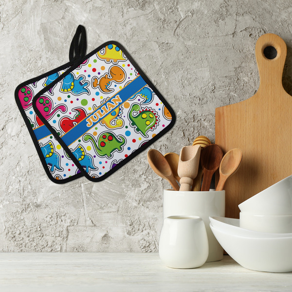 Dinosaur Print Neoprene Pot Holder - Set of 2  LIFESTYLE