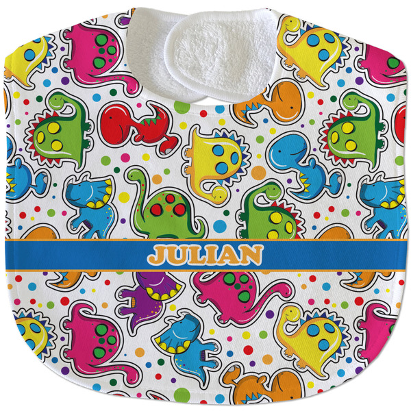 Dinosaur Print New Baby Bib - Closed and Folded