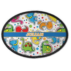 Dinosaur Print Iron On Oval Patch w/ Name or Text