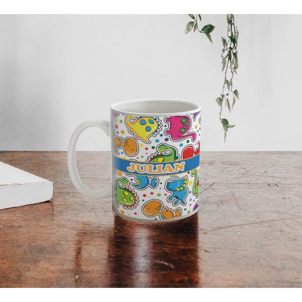 Dinosaur Print Personalized Coffee Mug - Lifestyle
