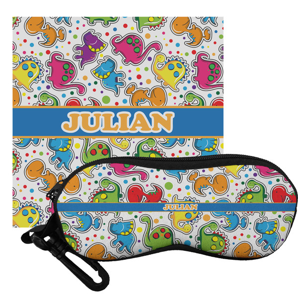 Custom Dinosaur Print Eyeglass Case & Cloth (Personalized)