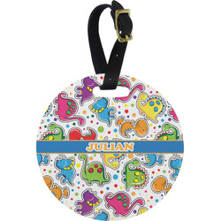 Dinosaur Print Plastic Luggage Tag - Round (Personalized)