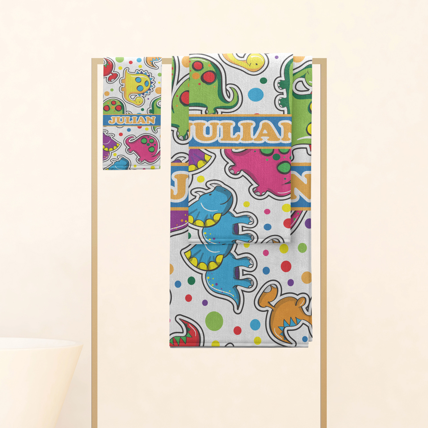 Custom Dinosaur Print Bath Towel (Personalized) YouCustomizeIt