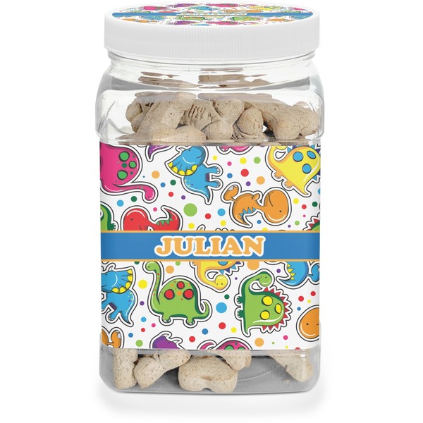 Custom Dinosaur Print Dog Treat Jar (Personalized)