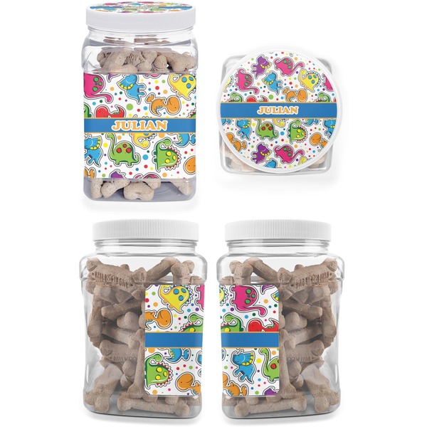 Dinosaur Print Pet Treat Jar - Multiple Angles