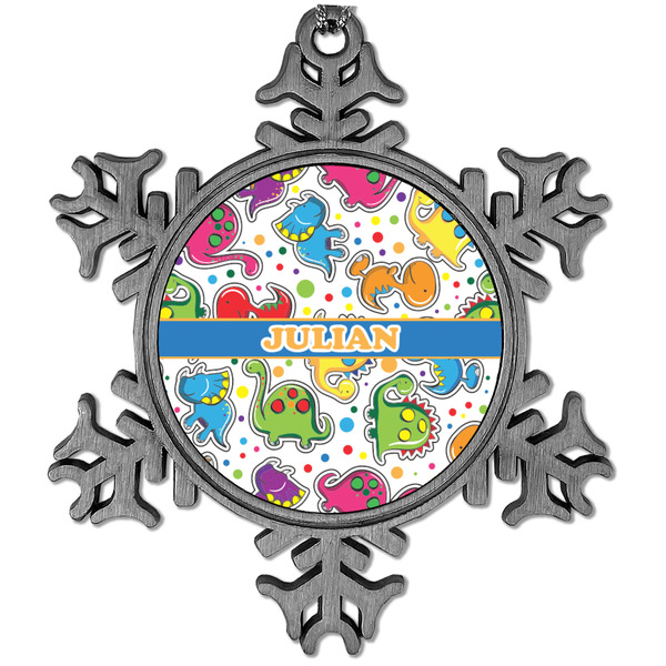 Custom Dinosaur Print Vintage Snowflake Ornament (Personalized)