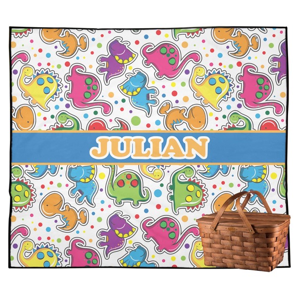 Custom Dinosaur Print Outdoor Picnic Blanket (Personalized)