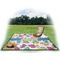 Dinosaur Print Picnic Blanket - with Basket Hat and Book - in Use
