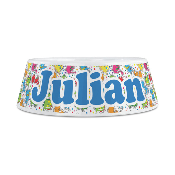 Dinosaur Print Plastic Dog Bowls - Medium - FRONT