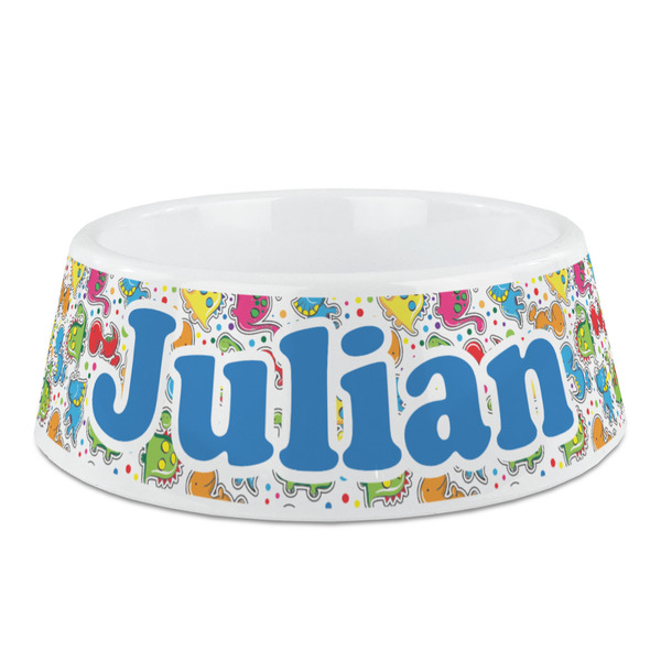 Custom Dinosaur Print Plastic Dog Bowl (Personalized)