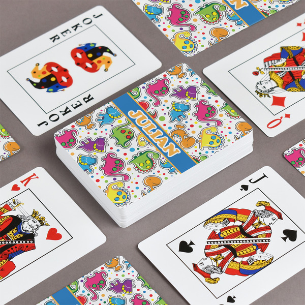 Dinosaur Print Playing Cards - Front & Back View