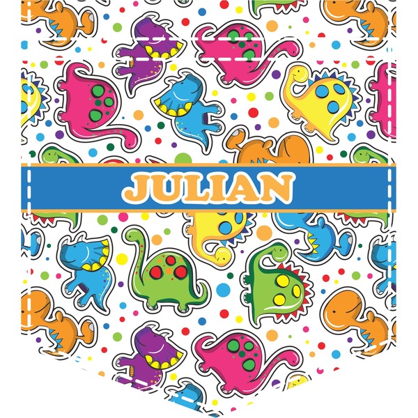 Custom Dinosaur Print Iron On Faux Pocket (Personalized)