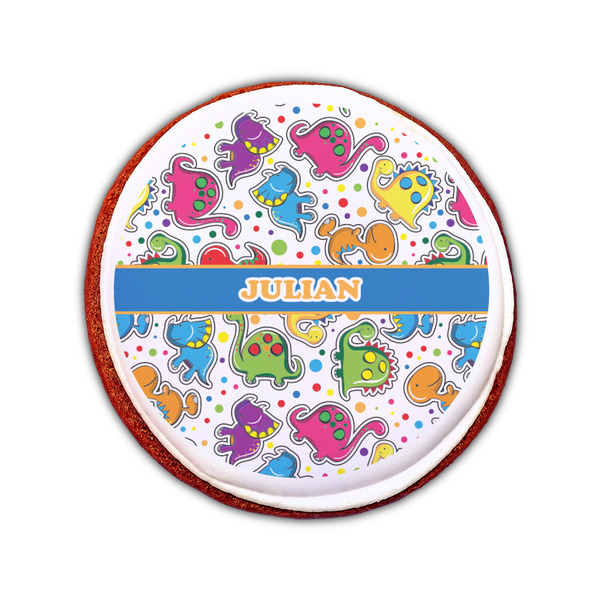 Dinosaur Print Printed Icing Circle - Small - On Cookie