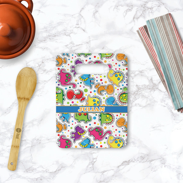 Dinosaur Print Rectangle Trivet with Handle - LIFESTYLE