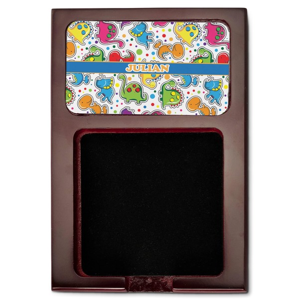 Dinosaur Print Red Mahogany Sticky Note Holder - Flat