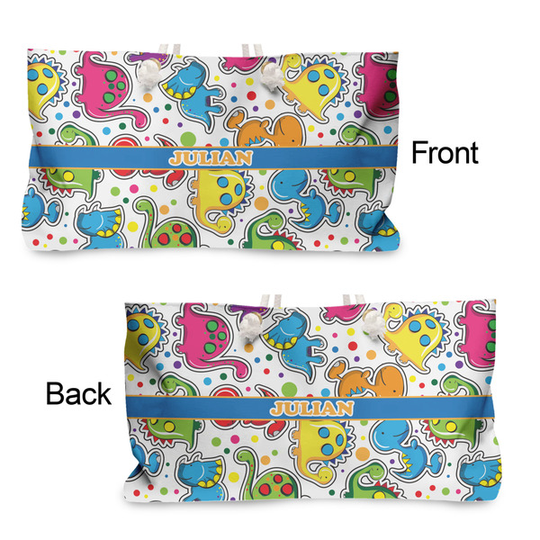 Dinosaur Print Large Rope Tote - From & Back View