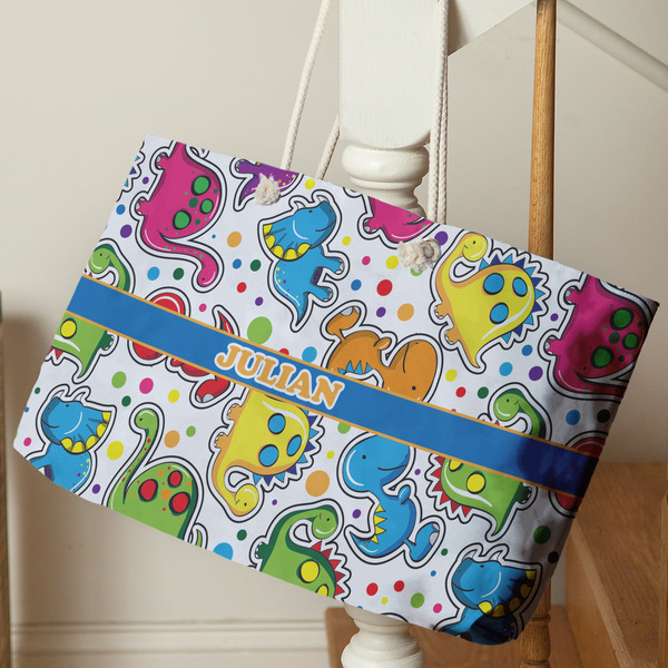 Dinosaur Print Large Rope Tote - Life Style