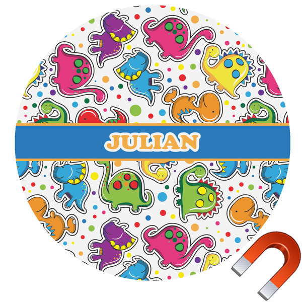Custom Dinosaur Print Round Car Magnet - 10" (Personalized)