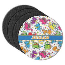 Dinosaur Print Round Rubber Backed Coasters - Set of 4 (Personalized)