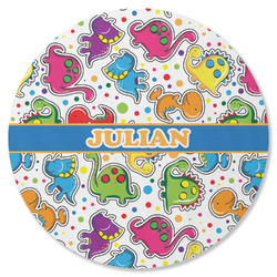 Dinosaur Print Round Rubber Backed Coaster (Personalized)