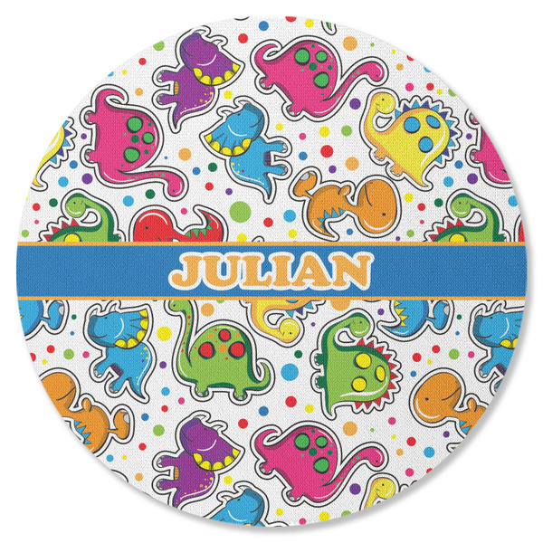 Dinosaur Print Round Coaster Rubber Back - Single