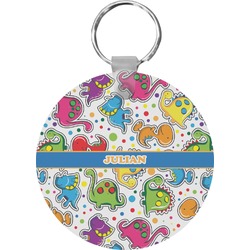 Dinosaur Print Round Plastic Keychain (Personalized)