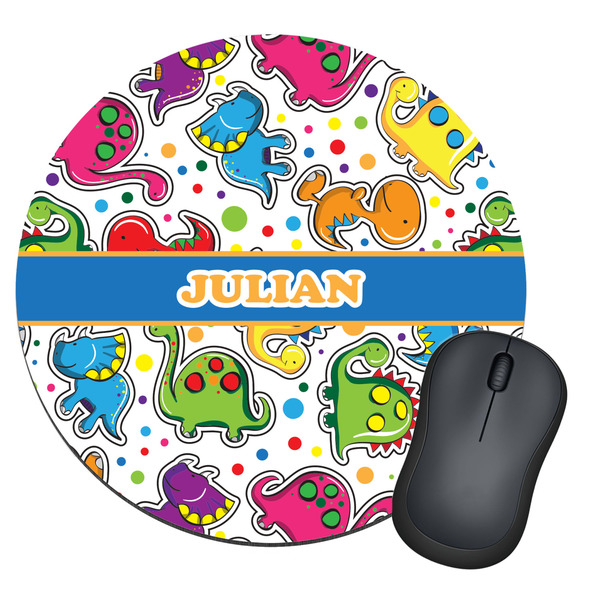 Custom Dinosaur Print Round Mouse Pad (Personalized)