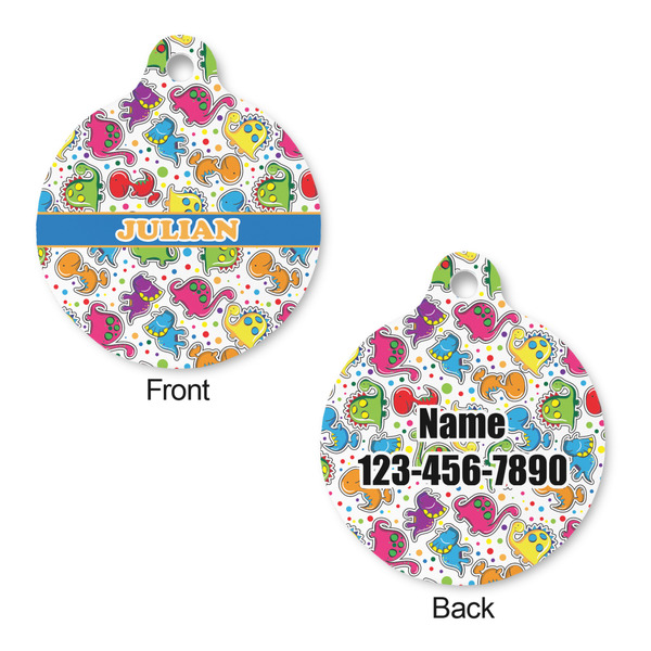 Dinosaur Print Round Pet ID Tag - Large - Approval