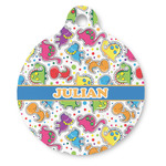 Dinosaur Print Round Pet ID Tag (Personalized)