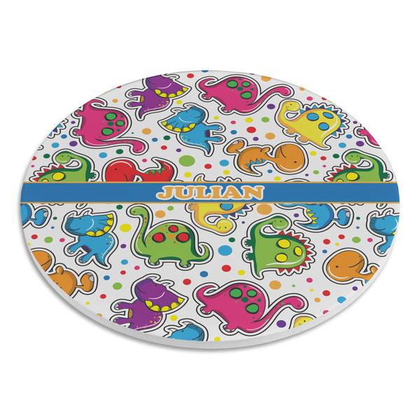 Dinosaur Print Round Stone Trivet - Angle View