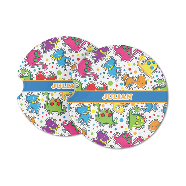 Custom Dinosaur Print Sandstone Car Coasters (Personalized)