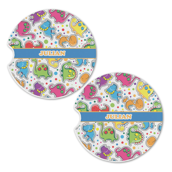 Dinosaur Print Sandstone Car Coasters - Set of 2