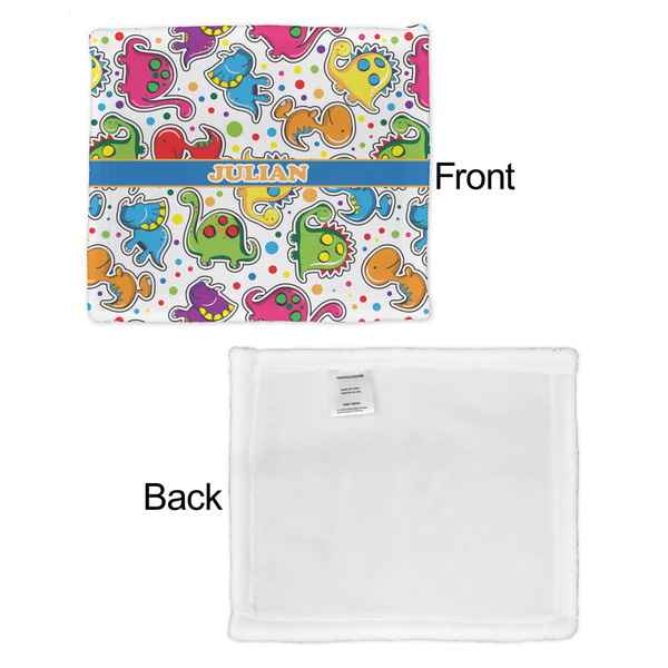 Dinosaur Print Security Blanket - Front & White Back View