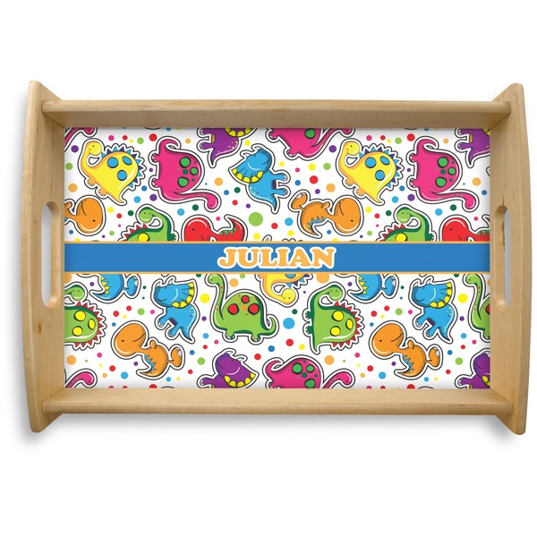 Custom Dinosaur Print Natural Wooden Tray - Small (Personalized)