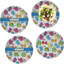 Dinosaur Print Set of 4 Glass Lunch / Dinner Plate 10" (Personalized)