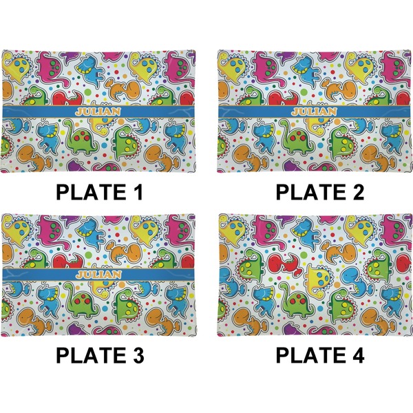 Dinosaur Print Set of Rectangular Dinner Plates (Approval)