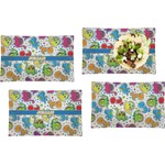 Dinosaur Print Set of 4 Glass Rectangular Lunch / Dinner Plate (Personalized)