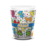 Dinosaur Print Ceramic Shot Glass - 1.5 oz - White - Single (Personalized)