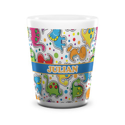 Dinosaur Print Ceramic Shot Glass - 1.5 oz - White - Set of 4 (Personalized)