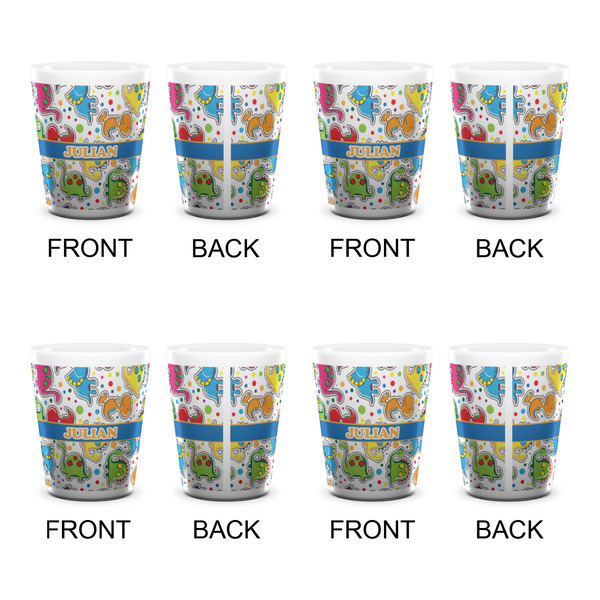 Dinosaur Print Shot Glass - White - Set of 4 - APPROVAL