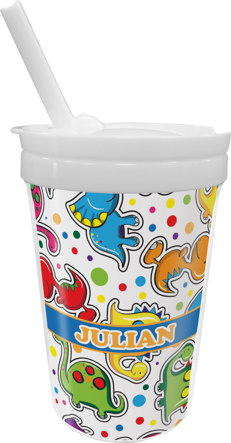 Kids Dinosaur Personalized Tumbler Cup With Straw and Lid