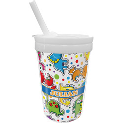 Dinosaur Print Sippy Cup with Straw (Personalized)