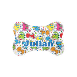 Dinosaur Print Bone Shaped Dog Food Mat (Small) (Personalized)