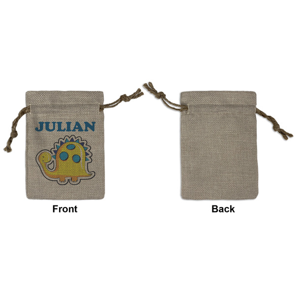 Dinosaur Print Small Burlap Gift Bag - Front Approval