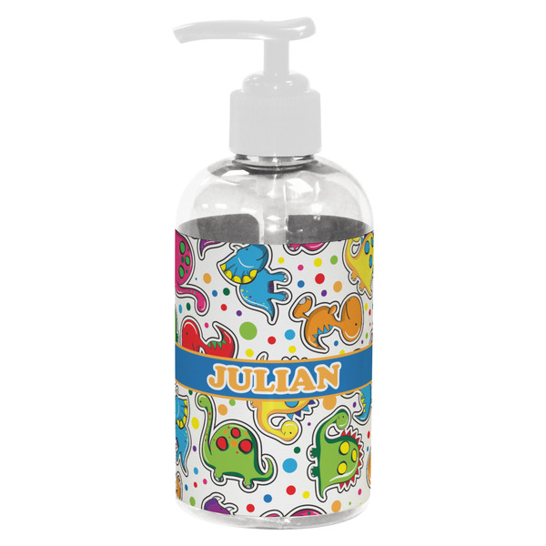 Custom Dinosaur Print Plastic Soap / Lotion Dispenser (8 oz - Small - White) (Personalized)